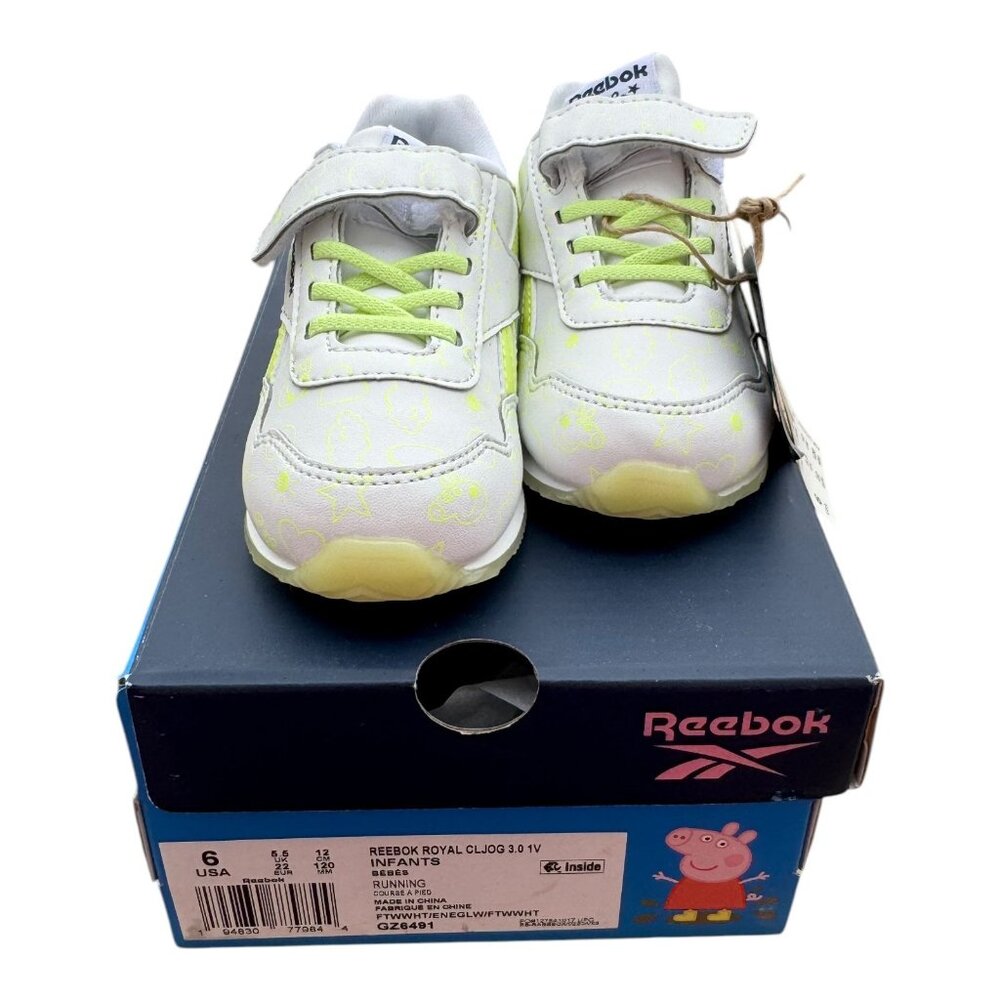 Reebok Kids Peppa Pig Royal Cljog 3.0 IV Shoes Wht/Yellow Sz 6 Infants Sneakers